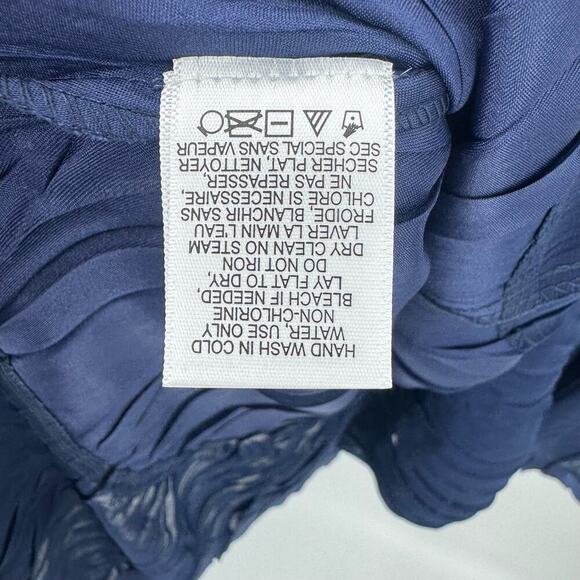 KOMAROV Women's Navy Beaded Charmeuse & Chiffon Tiered Midi Dress Size L NWT - Picture 10 of 13